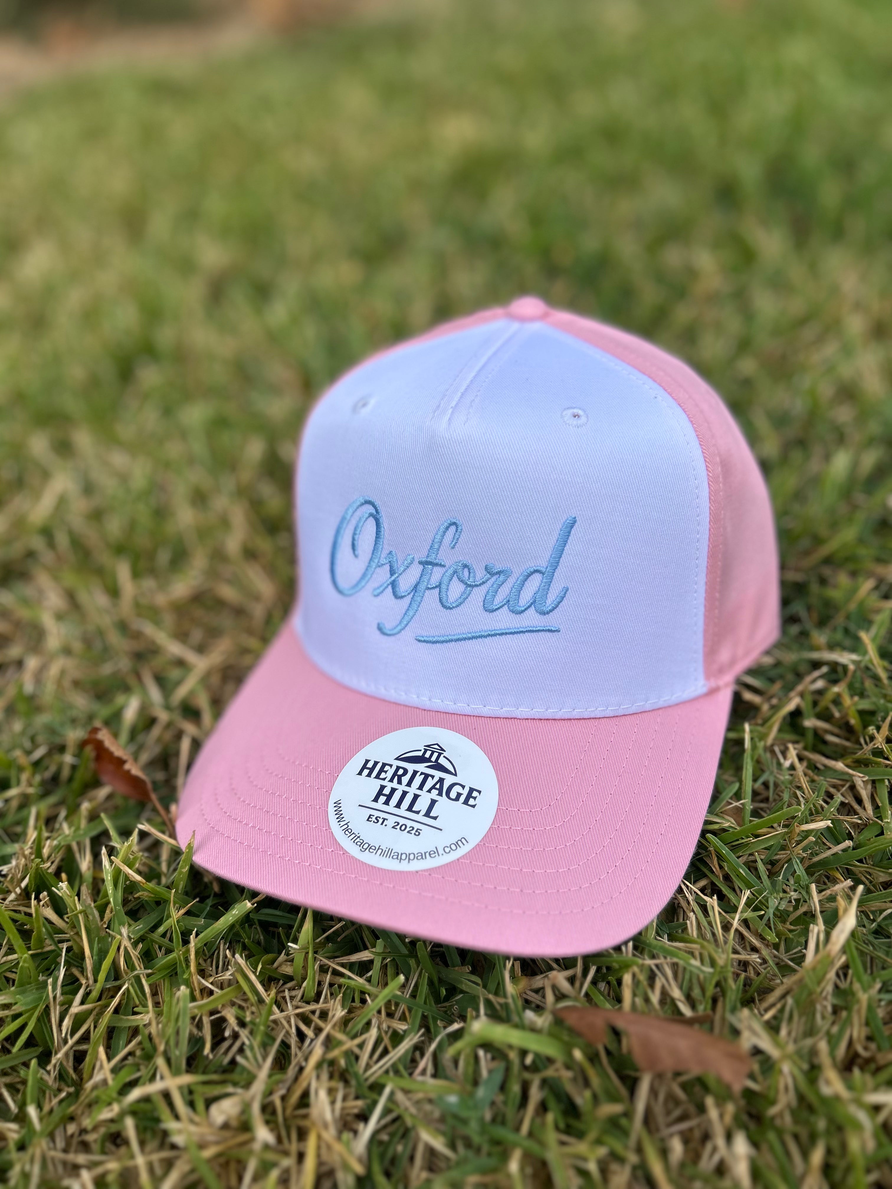 Oxford 5 Panel Hat | Pink/White